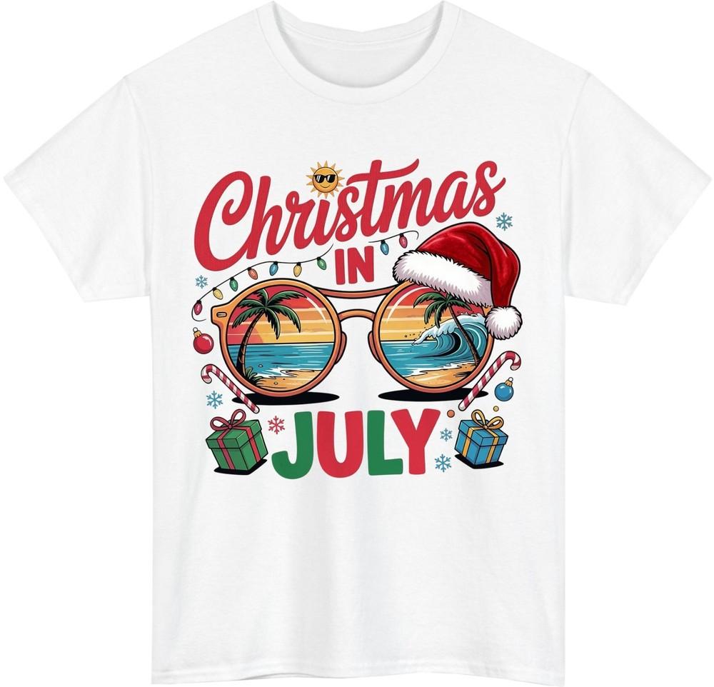 Christmas in July TShirt Beach Party Santa Holiday in Summer Vacation Tee Top