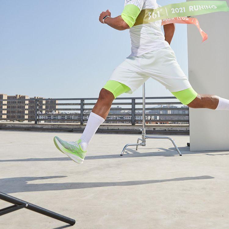 361 Feiran 1 Slip Resistant Abrasion Resistant Low Top Running Shoes Men's White Green 672122210F-2
