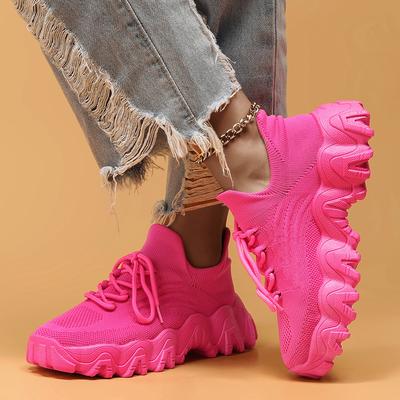 28 Farben Frühling Sommer Flying Woven Platform Freizeitschuhe Damensocken Sportschuhe Mesh Atmungsaktiv Große Turnschuhe