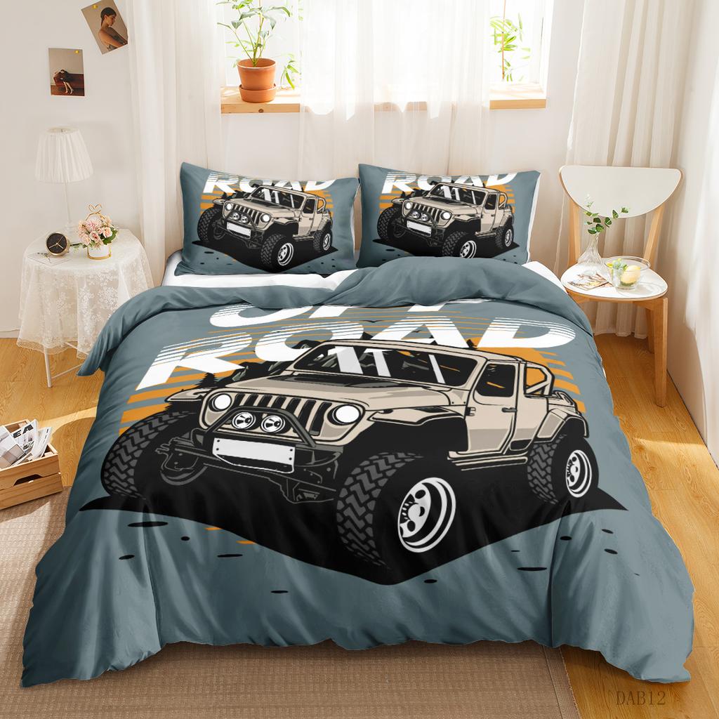 Off-Road Car Series 3D Digital Printing Kit Bedding Quilt Cover Pillowcase Three-Piece Set