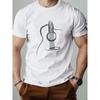Best - Selling Guitar Line Art Graphic T - Shirt Fashion Digital Print Round Neck Men's Short Sleeve Brand Unique Men's Top Sports Casual Versatile