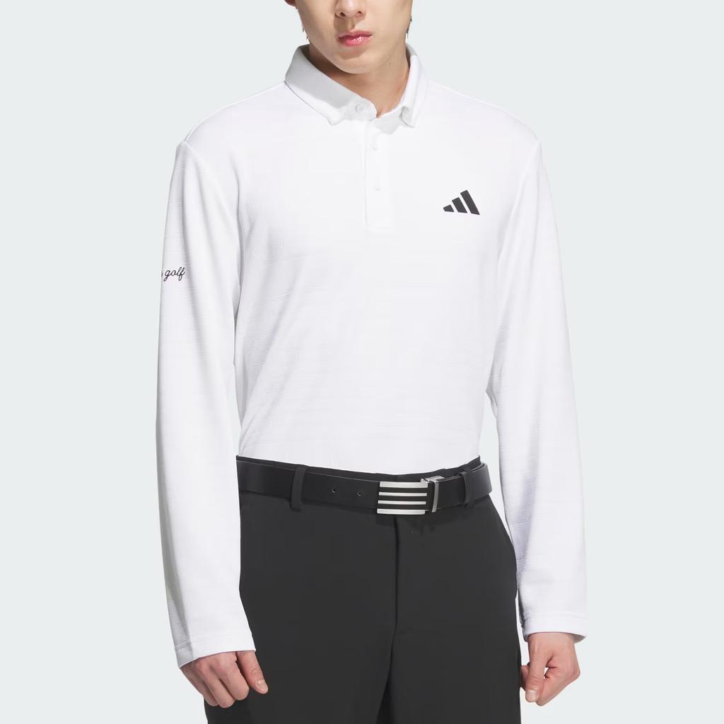 Adidas Performance Ss25 Monogram Logo Golf Long Sleeve Polo Shirt Men Polo Shirts JL7946