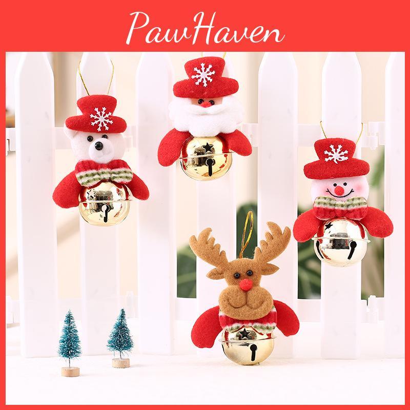 Festive Christmas Tree Accessories Including Colorful Gold Bell Santa And Snowman Figurines