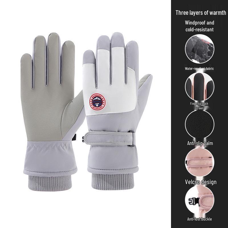 Guanti da sci invernali unisex: Foderato in Velluto, Touchscreen, Antivento e Antifreddo per Sport all'Aperto