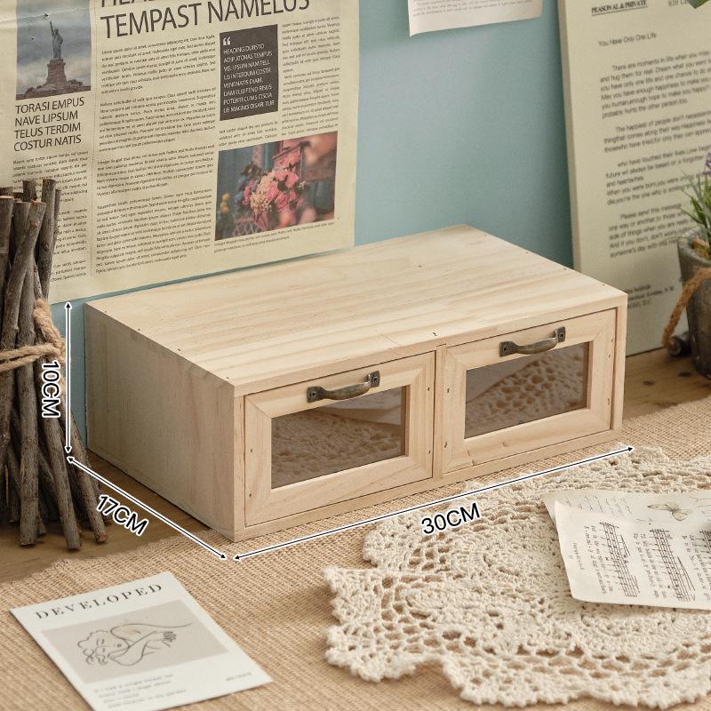 Retro Wooden Desk Organizer and Monitor Stand