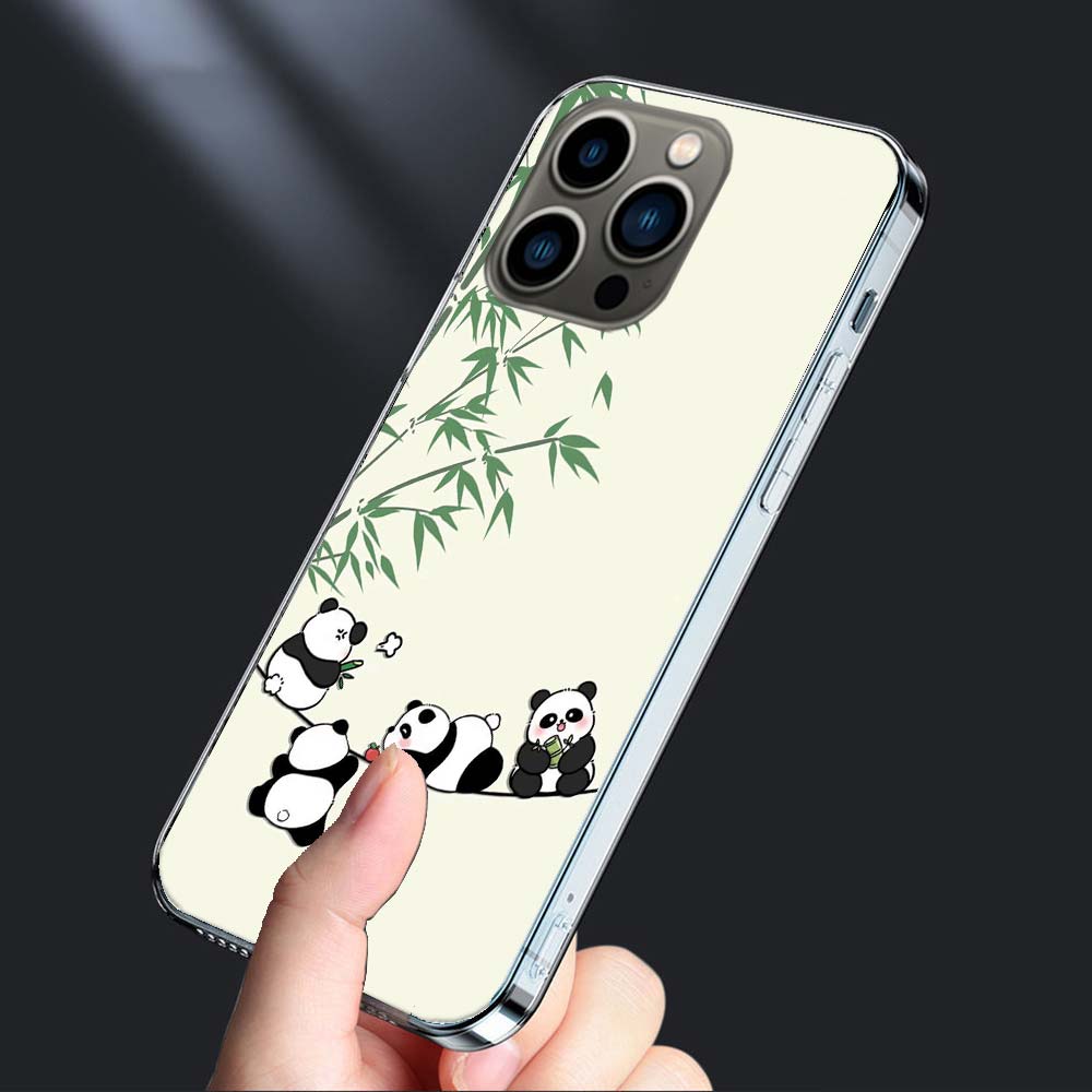 Very Cute Little Panda Phone Case For Iphone 16E 15 Pro 14 Plus 17E 16 17 Pro Max Air 11 12 13 Mini Shockproof Capa Cute Cove