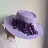 Dark Brown Faux Floral Felt Hat Wedding Hat Women'S Jazz Hat Panama French Elegant Felt Hat Somprero Mujer  Chapeau Femme Luxe