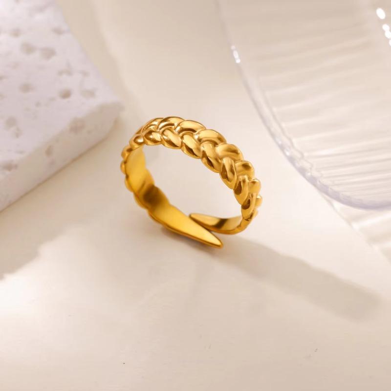 New Stainless Steel Plated K Color Zircon Ring Women's Daily Versatile Simple Temperament Medieval Ring