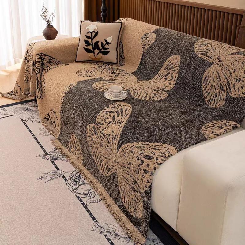 1 Pezzo Asciugamano per Divano Peluche Invernale Francese Retro Antipolvere e Anti-gatto Copertura Completa Asciugamano Copridivano Lusso Leggero