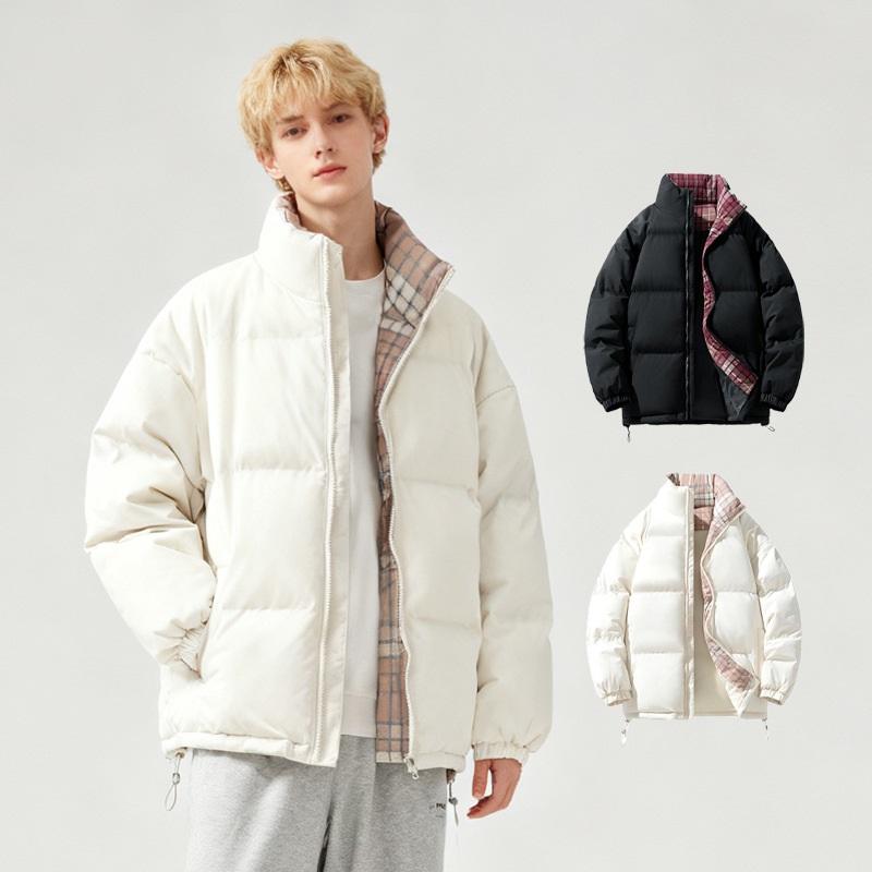 Winter Women's Fashionable Casual Stand Up Collar Plaid Warm Cotton Jacket