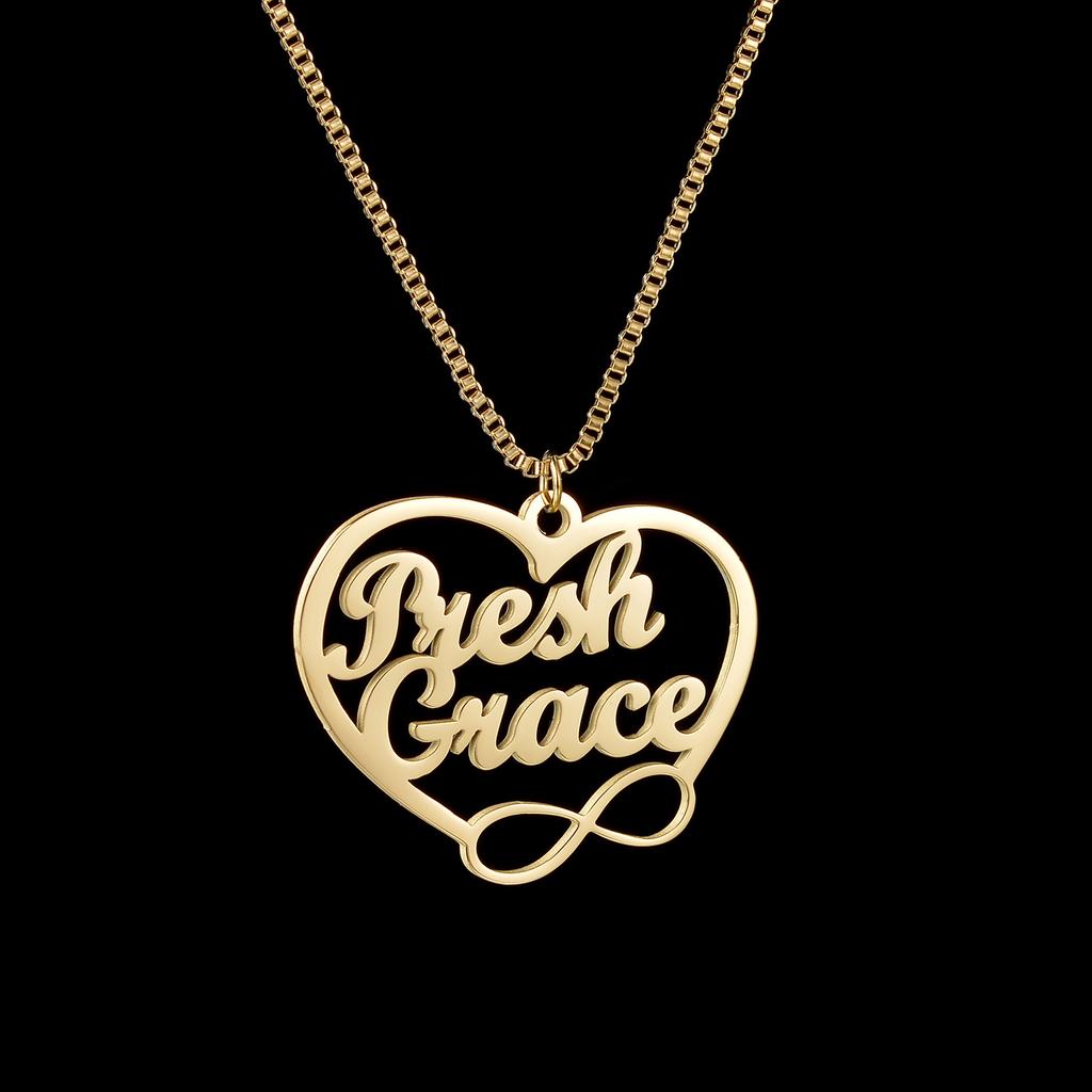 Atoztide Personalized Custom Name Necklaces for Women Unlimited Heart Pendant Stainless Steel Link Chain Christmas Jewelry Gift