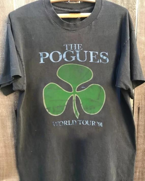 The Pogues Band World Tour 91 Cotton Charcoal Unisex Tshirt Reprint S5XL L