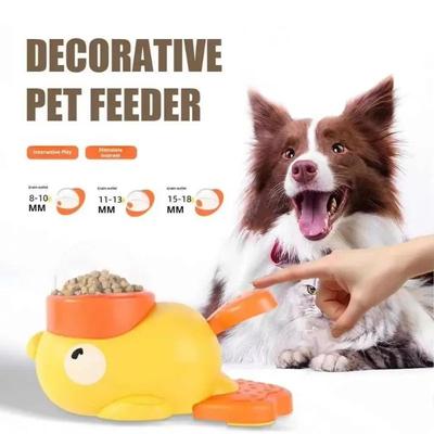 Hunde Puzzle Futterspender Interaktiver Haustierfutter Leckerli Spender Cartoon Enten Design Rutschfest Haustier Automatischer Futterspender Spielzeug für Hundetraining