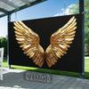 2D Banner 1 Piece, Golden Wings Photography Background Cloth, Luxurious Golden Feather Details, Extreme Style, Party Photos