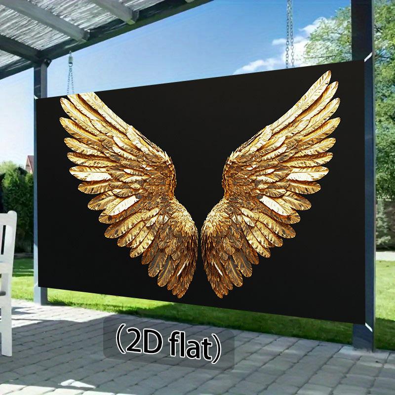 2D Banner 1 Piece, Golden Wings Photography Background Cloth, Luxurious Golden Feather Details, Extreme Style, Party Photos