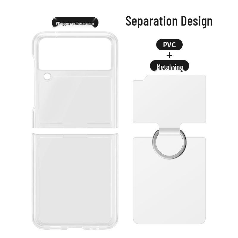Custodia Protettiva Samsung Z Flip 4/3 con Anello: Trasparente, Anti-caduta, Ultra-sottile, Design in Pelle