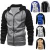 Men’s Color Block Fleece Zip-Up Hooded Sweatshirt - Plus Size Casual Outerwear