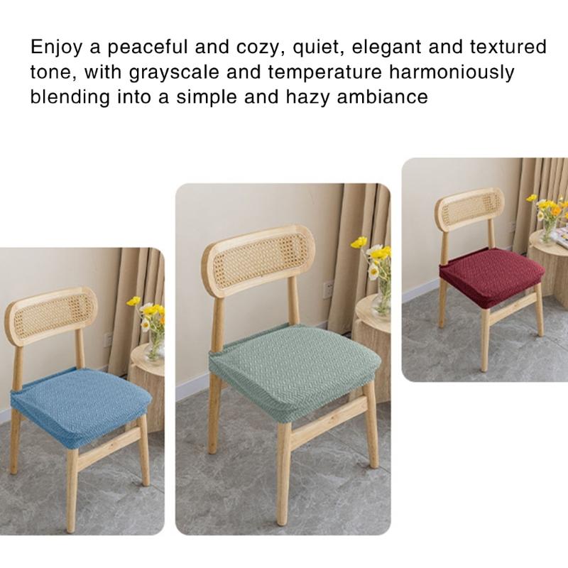 Jacquard Chair Cushion Cover Dining Room Solid Chair Seat Covers Without Backrest Furniture Protector for Home Bedroom