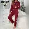 GMXIA Pyjamas Homewear Letters Long-sleeved Tops and Trousers Loose Casual Comfortable Two-piece Set Can Be Worn Outside