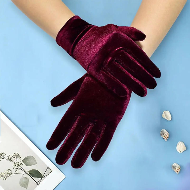 Herbst- und Winter Damen Goldene Samthandschuhe Elastische Samthandschuhe Outdoor Radfahren Warme Fahrhandschuhe Flache Öffnung