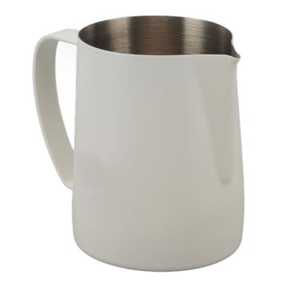 Frothing Jug Pitcher Falcon Beak Tip 304 Stainless Steel Milk Frother Cup for Home Cafe 600ml White
