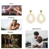 WWJ Luxury Hollow Out Design Round Dangle Earrings Zirconia Women Wedding Party Jewelry
