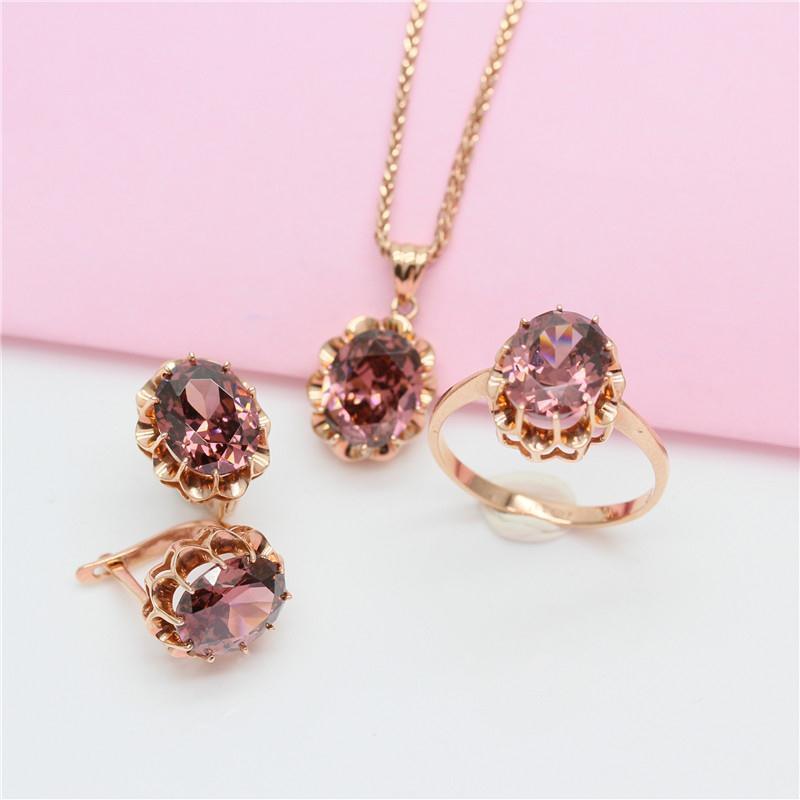 Purple Gold-Plated Rose Gold Smoke-Colored Egg Surface Shiny Zircon Earrings Classic Luxury Temperament Fashion Ear Jewelry