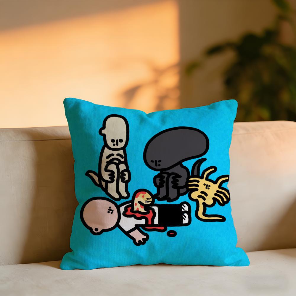 

Cartoon Alien Cushion Cover Cozy Velvet Throw PillowSoft Warm Cushion For Sofa Bed 30x30 cm