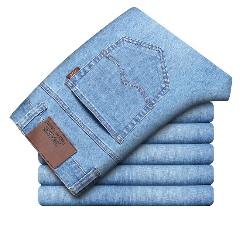 

Джинсы мужские модные деловые весна/лето ледяной шелк тонкие прямые свободные эластичные большие брюки 40