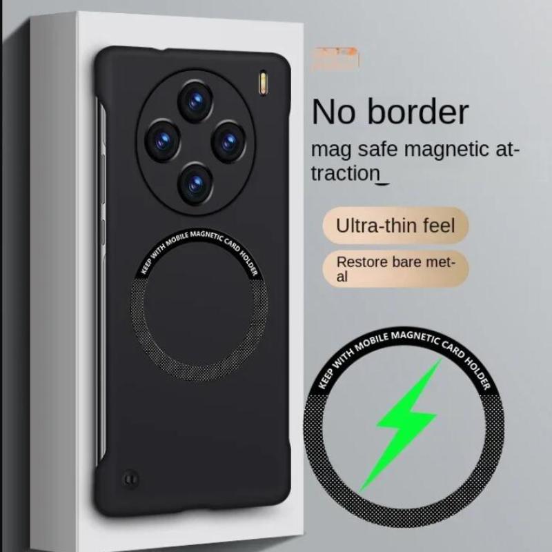 

Магнитный чехол Magsafe для VIVO X100 Ultra X100 Pro, тонкий безрамочный жесткий чехол из ПК, чехол для беспроводной зарядки для VIVO X100Pro X100 S Pro VIVO X100 Ultra чёрный