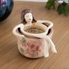 Artistic Tea Infuser for Home Bathing Girl Loose Leaf Tea, Fine Mesh Strainer, Creative Resin Residue Free Strainer Sitting Figure Filter Cups