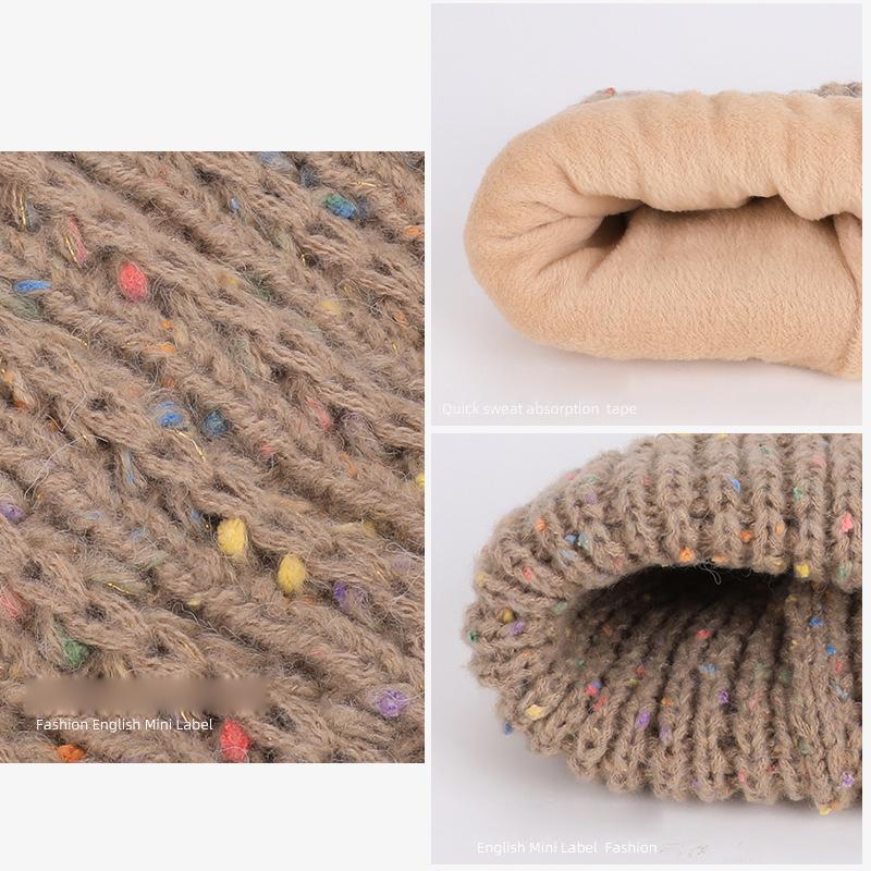 Winter Hat Scarf Set Women's Outdoor Velvet Warm Knitted Hat Ear Protection Head Wool Hat