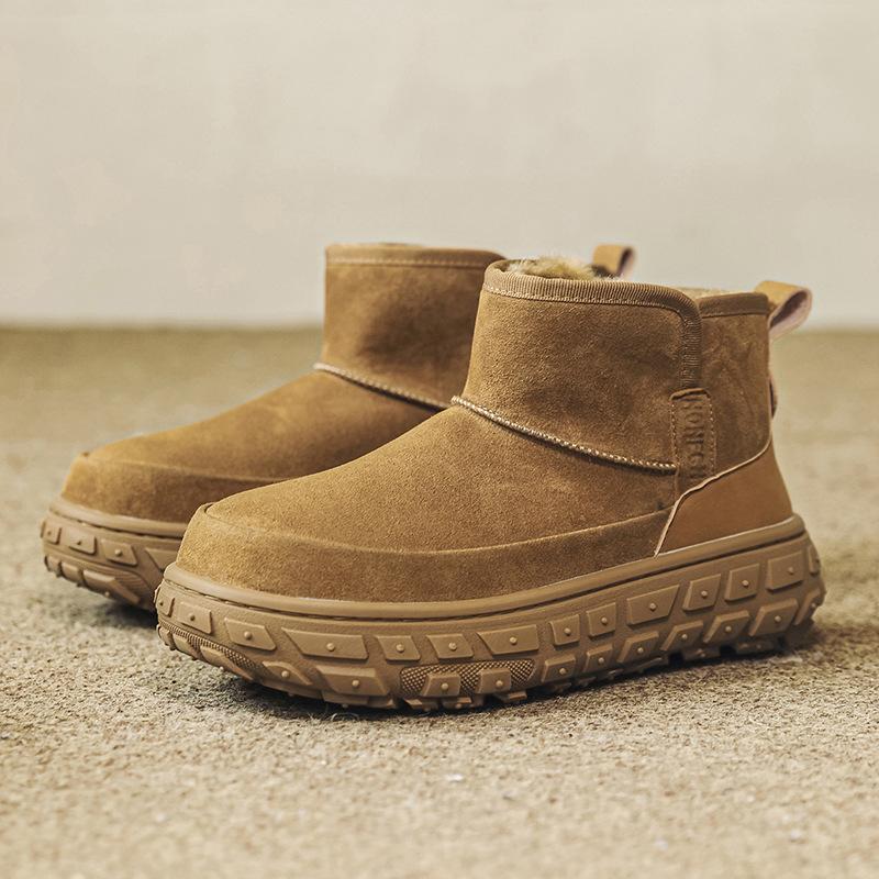 Tire Thick-soled All-wool Snow Boots Short Tube New Winter Fur Integrated Thickened Warm Cotton Shoes
