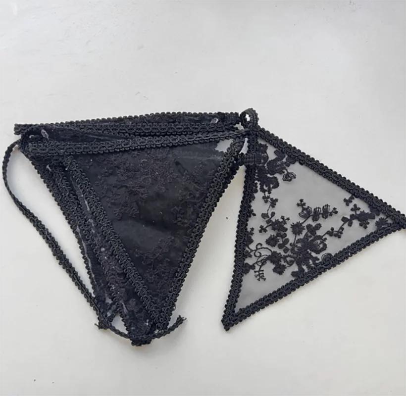 Romantic Lace Fabric Flower Garland Pennant Girls Room Wall Hanging Banner for Kids Birthday Baby Shower Wedding Party Decor