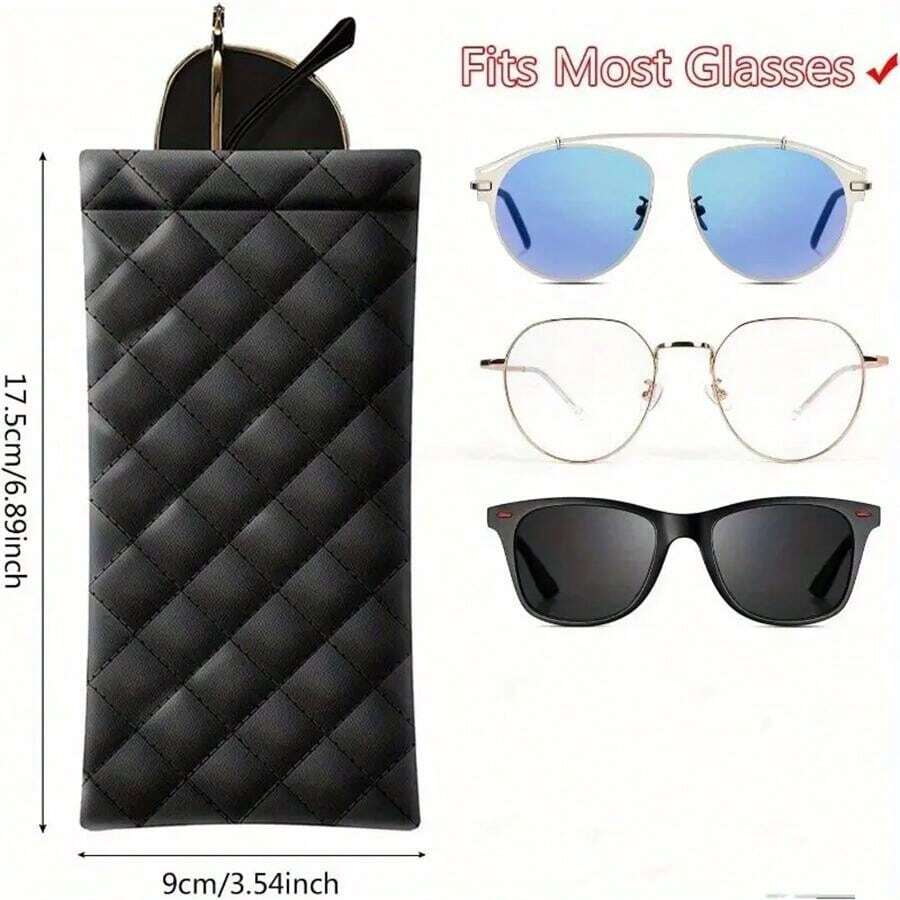 Unisex Portable Compressed Eyeglasses Case - Leather Multi-Function Storage Bag For Glasses, Phone, Coins, Eye Mask, Makeup Brushes