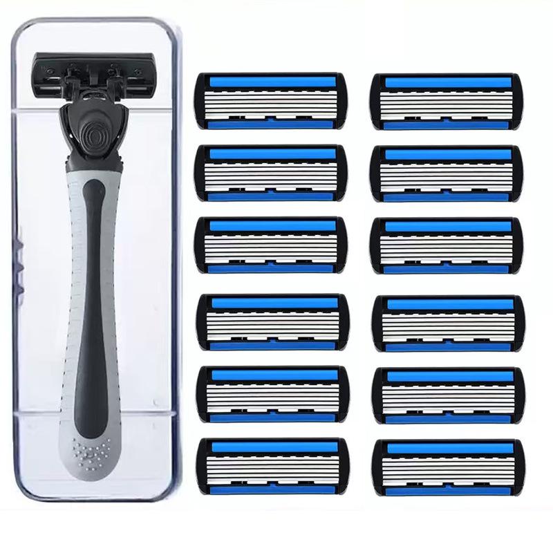 6-Layer Ultra-Thin Men's Razor with Replaceable Anti-Scratch Heads