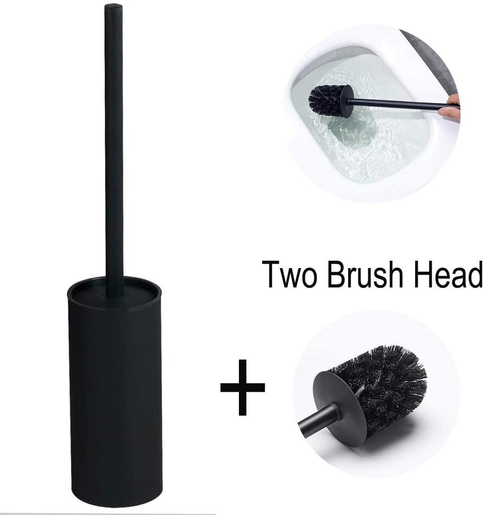 Stainless Steel Toilet Brush Cleaning Tool Holder with Toilet Black Brush,