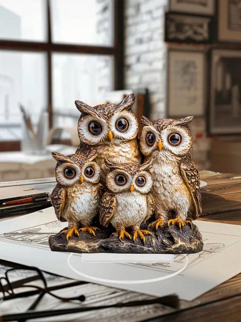 1 Eulenfamilien-Ornament, Sammlerstück im Anime-Stil, Heimdekoration, Bürodekoration, perfekt als Geschenk und Dekoration!