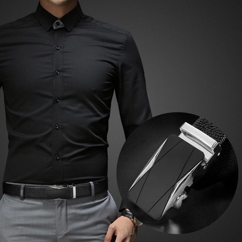 New Men's Belt High End Automatic Buckle Genuine Leather Belt Middle Aged and Young Business Casual Trousers
