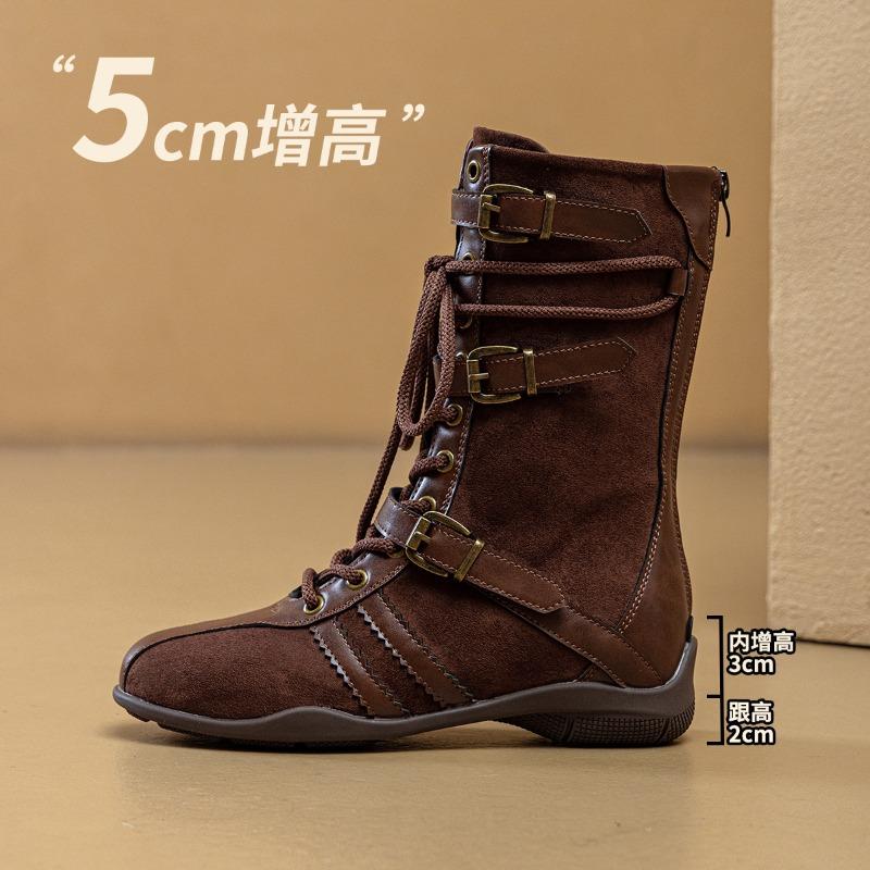 Retro small inner height increase Martin boots women's casual versatile fashion short boots boxing boots mid-range western boots