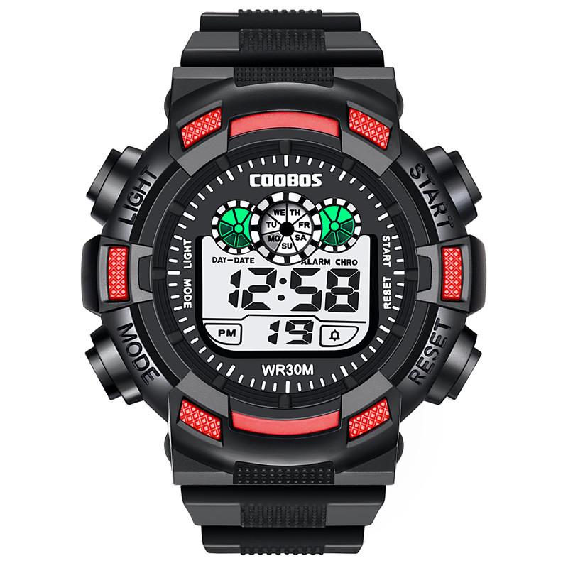 Cool Boss Outdoor Waterproof Led Luminous Digital Watch For Men With Stopwatch And Sports Timing