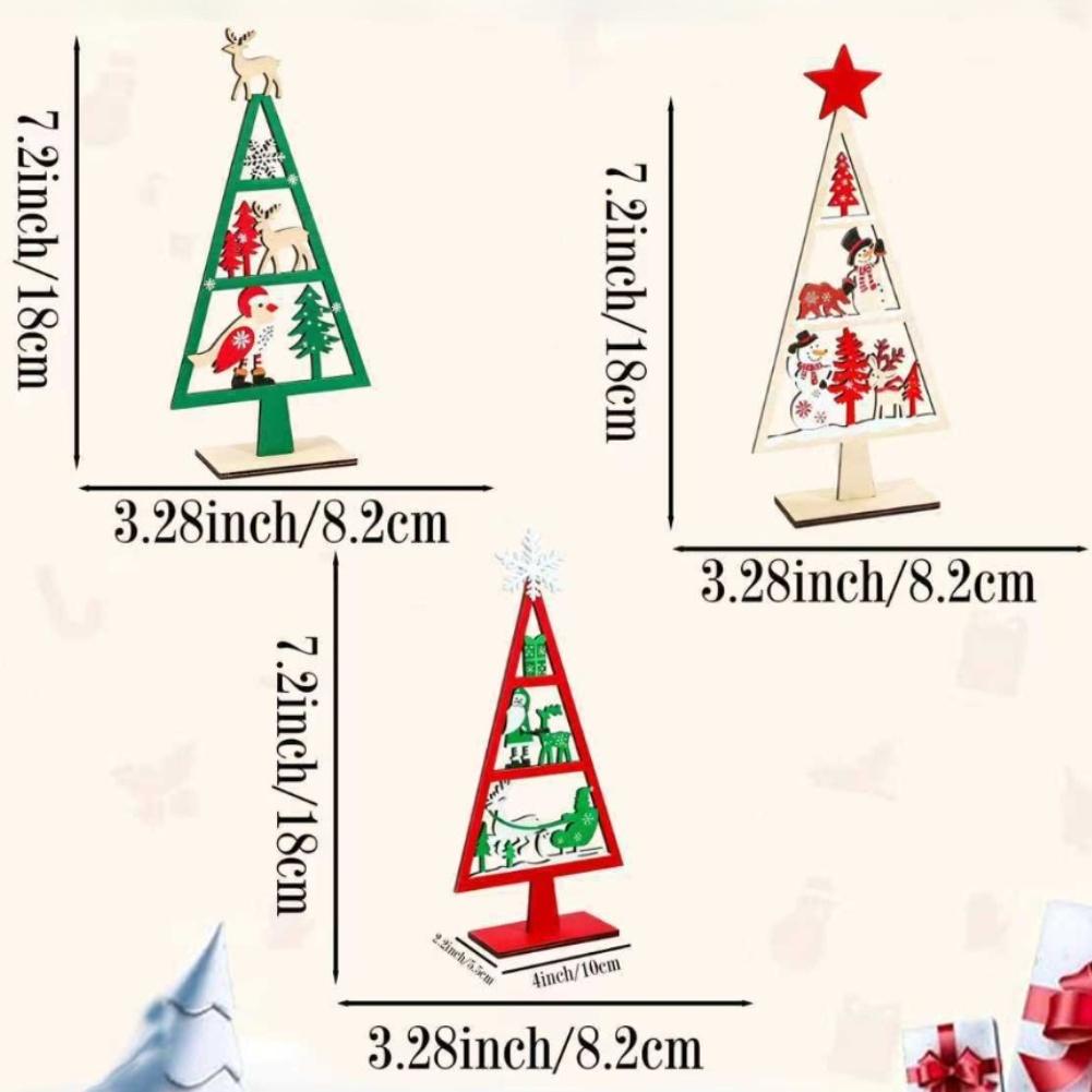 3 Piece Wooden Christmas Tabletop Decorations with Santa Snowman and Reindeer for Festive Holiday Celebrations and Events