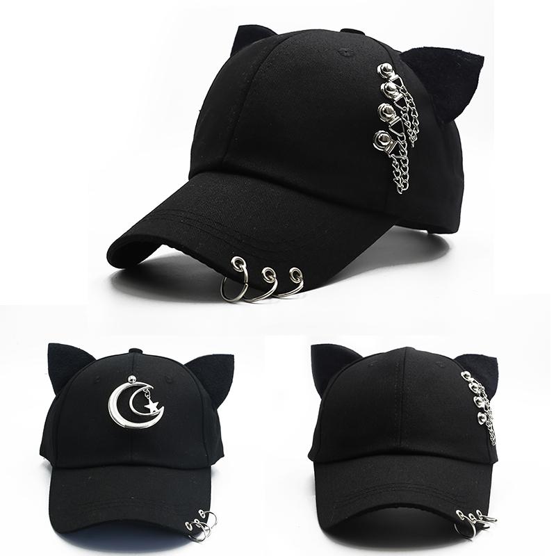 New Outdoor Unisex Casual Black Baseball Cap Parent Child Adjustable Cats Ear Design Trucker Hat Hip Hop Sunshade Snapback Caps
