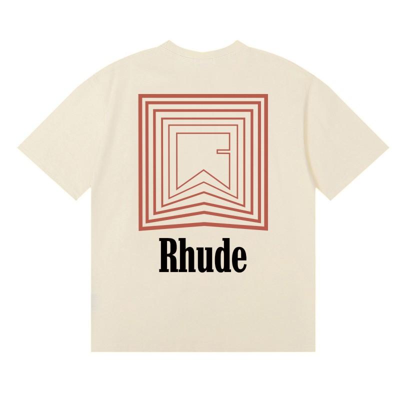 RHUDE Sunset Graphic T-Shirt Men Women Loose Fit Short Sleeve Tee Casual Streetwear