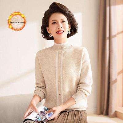 Jianhu Damen Thermostrickoberteil mit halbhohem Kragen