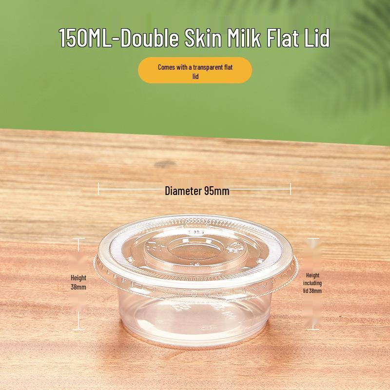 

Heat-resistant transparent dessert cup with lid, ideal for yogurt, pudding, and double-skin milk at street stalls. 100 sets