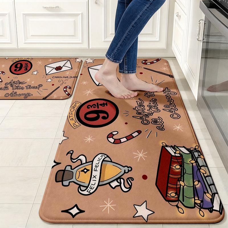 Harry Potter Flannel Kitchen Mat Christmas Soft Area Rug Non Slip Floor Carpet Home Decoration