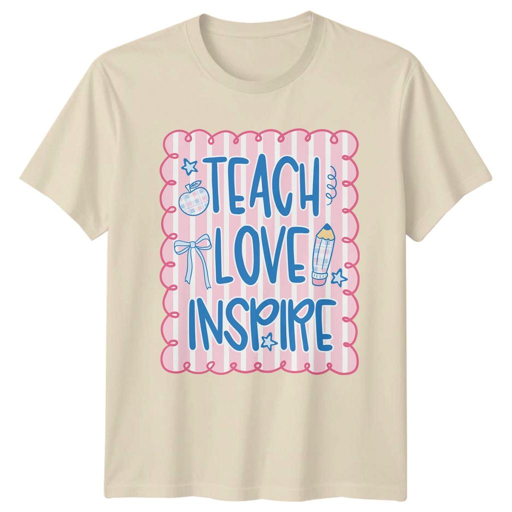 Teach Love Inspire Teacher Appreciation Education Graphic Unisex Tee