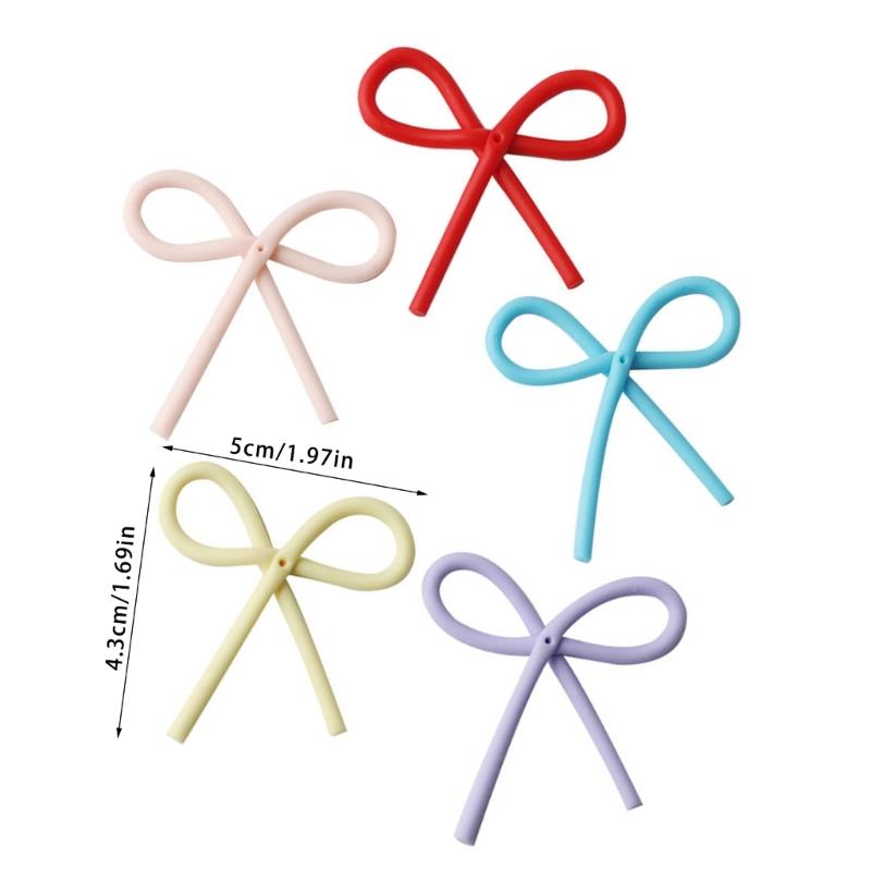 5Pieces Colorful Bowknot Cake Decorations Elegant Bowknot Cake Toppers Accessory For Weddings Birthdays And Parties