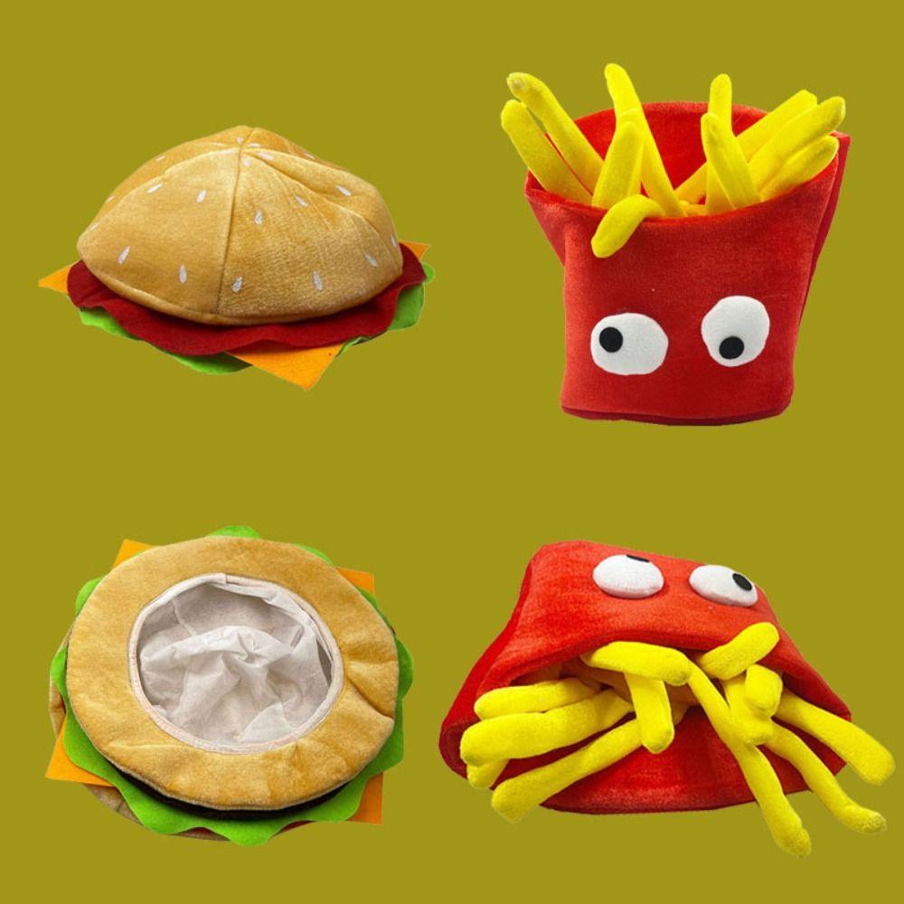 Cute Decorative Fries Hat Cartoon Photo Props Cap Gift Party Hamburger Hat  Halloween Party
